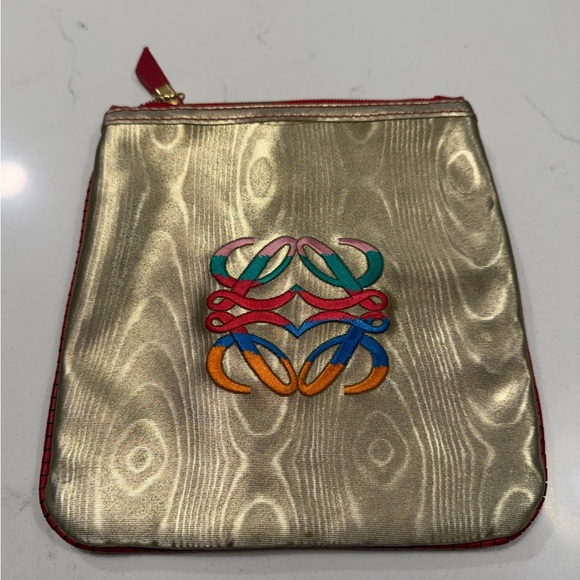 Loewe Handbags - Loewe Gold Embroidered Zip Top Cosmetics Pouch